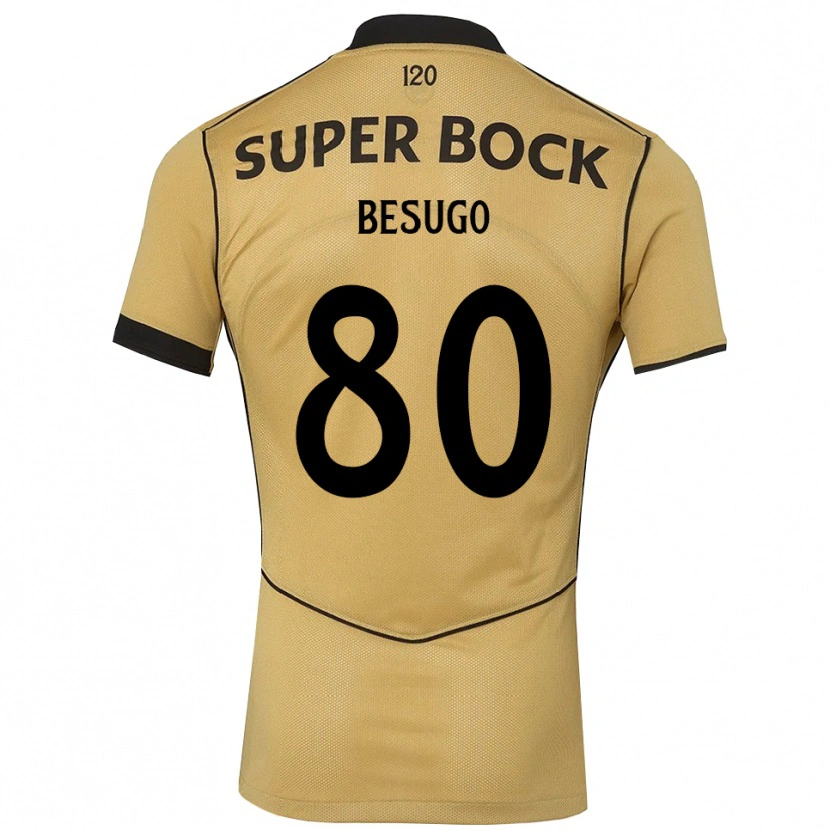 Danxen Børn Rafael Besugo #80 Gyldengul Sort Udebane Spillertrøjer 2026/27 Trøje T-Shirt