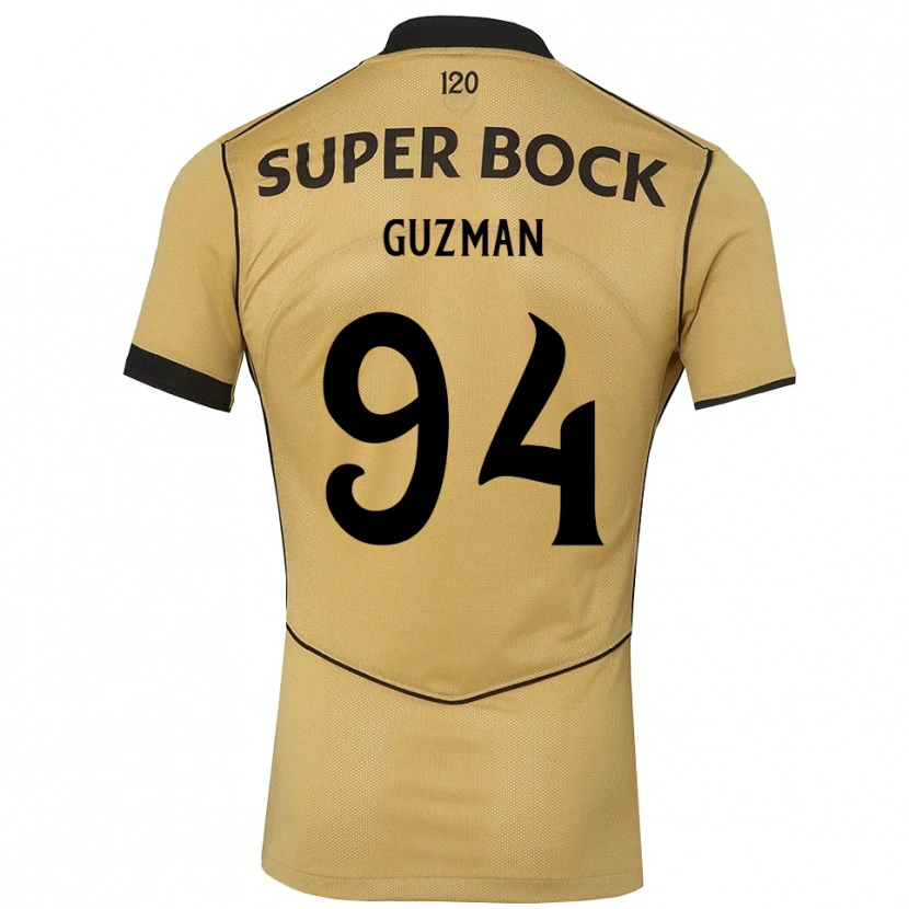 Danxen Børn Víctor Guzmán #94 Gyldengul Sort Udebane Spillertrøjer 2026/27 Trøje T-Shirt
