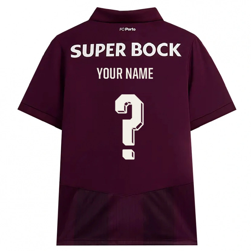 Danxen Børn Dit Navn #0 Vinrød Hvid Udebane Spillertrøjer 2026/27 Trøje T-Shirt