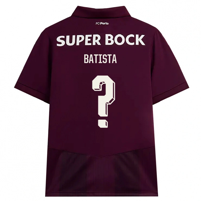 Danxen Børn Fábio Batista #0 Vinrød Hvid Udebane Spillertrøjer 2026/27 Trøje T-Shirt