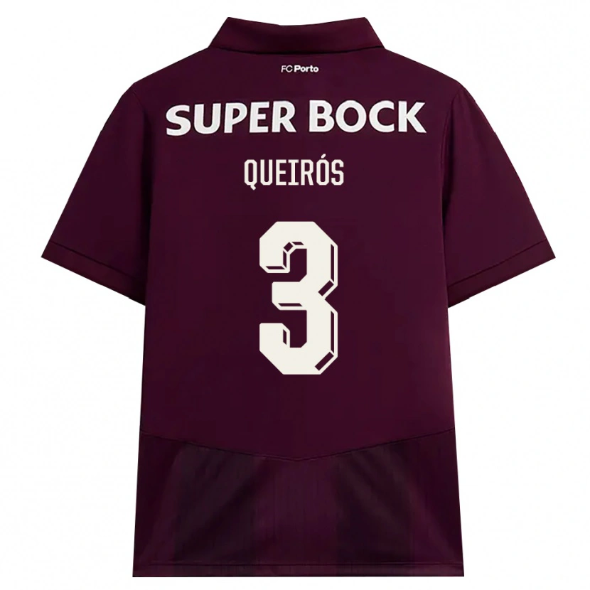 Danxen Børn Mariana Queirós #3 Vinrød Hvid Udebane Spillertrøjer 2026/27 Trøje T-Shirt