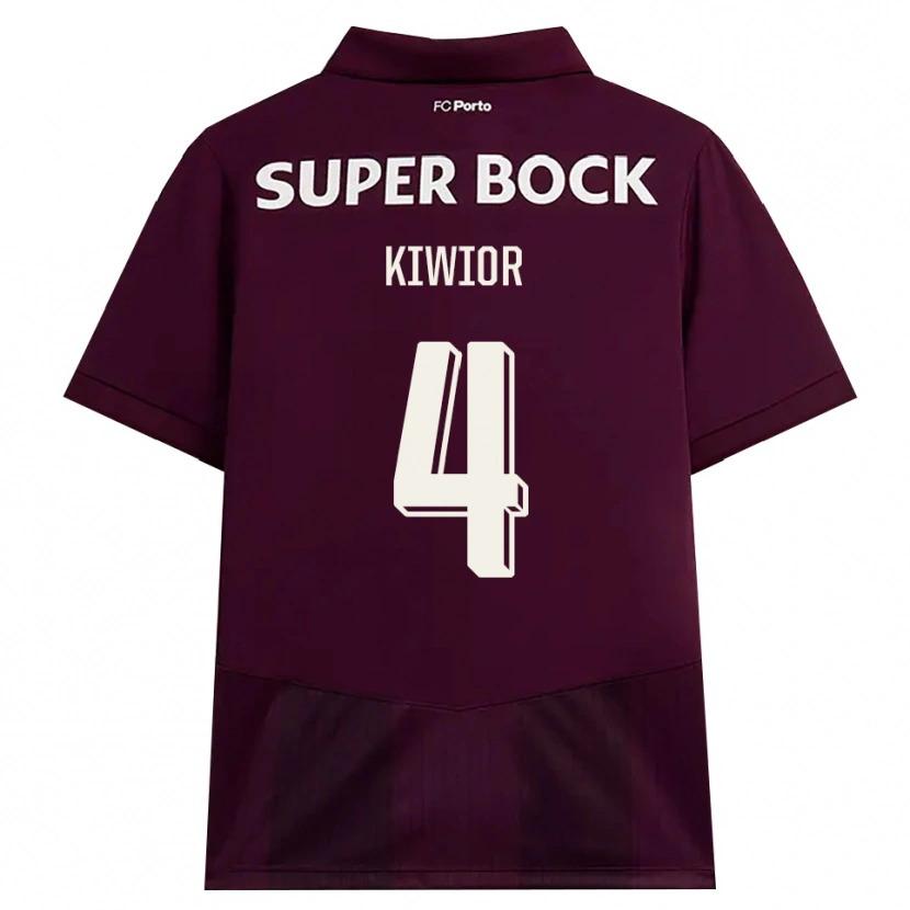 Danxen Børn Jakub Kiwior #4 Vinrød Hvid Udebane Spillertrøjer 2026/27 Trøje T-Shirt