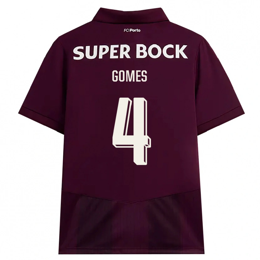 Danxen Børn Salvador Gomes #4 Vinrød Hvid Udebane Spillertrøjer 2026/27 Trøje T-Shirt