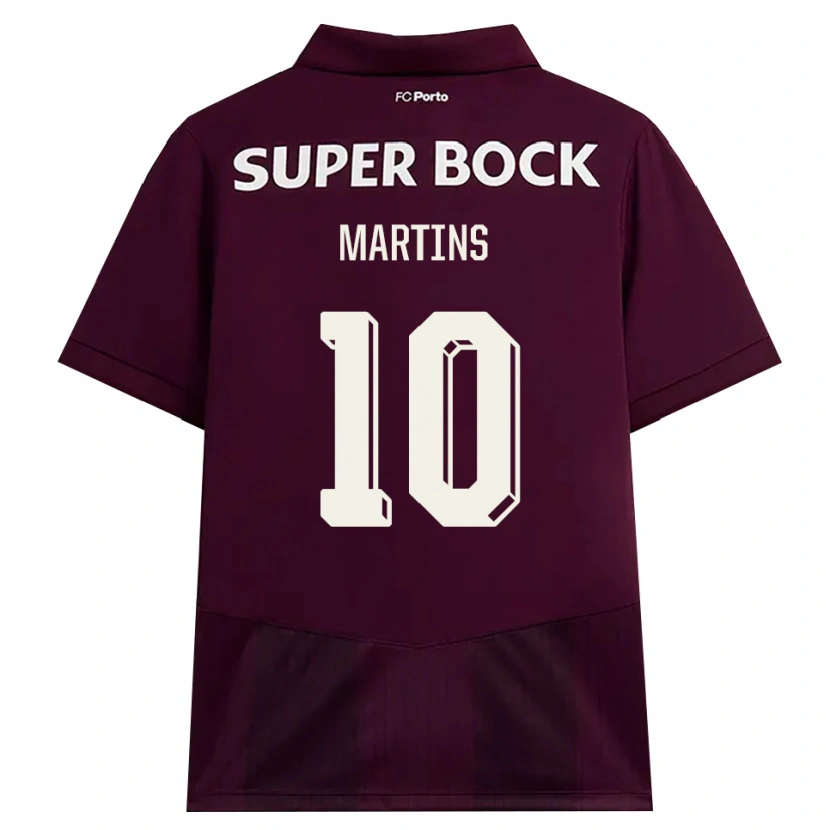 Danxen Børn Eduardo Martins #10 Vinrød Hvid Udebane Spillertrøjer 2026/27 Trøje T-Shirt