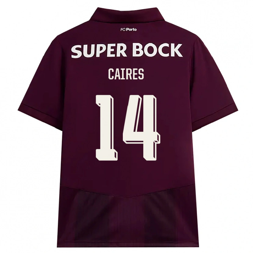 Danxen Børn Tiago Caires #14 Vinrød Hvid Udebane Spillertrøjer 2026/27 Trøje T-Shirt