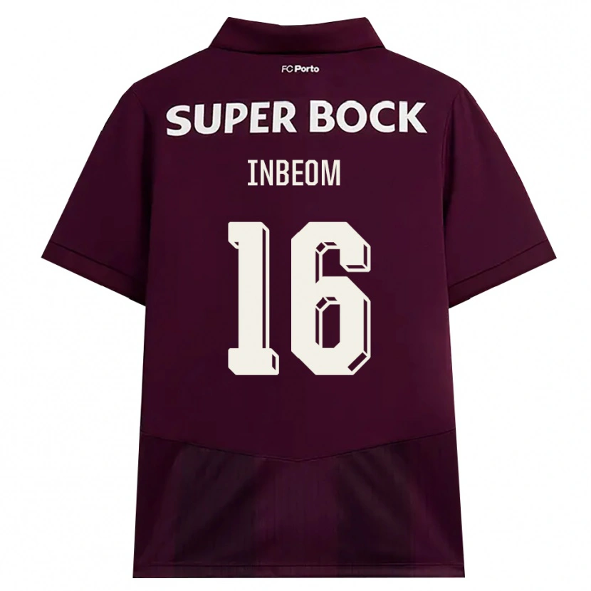 Danxen Børn In-Beom Hwang #16 Vinrød Hvid Udebane Spillertrøjer 2026/27 Trøje T-Shirt