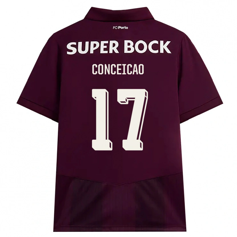 Danxen Børn Rodrigo Conceicao #17 Vinrød Hvid Udebane Spillertrøjer 2026/27 Trøje T-Shirt