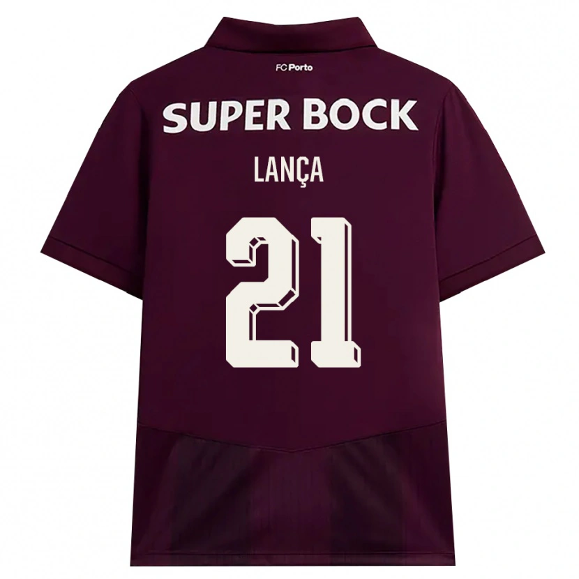 Danxen Børn Gabriel Lança #21 Vinrød Hvid Udebane Spillertrøjer 2026/27 Trøje T-Shirt