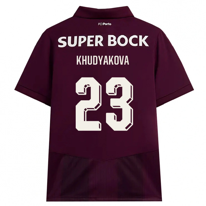 Danxen Børn Verónica Khudyakova #23 Vinrød Hvid Udebane Spillertrøjer 2026/27 Trøje T-Shirt