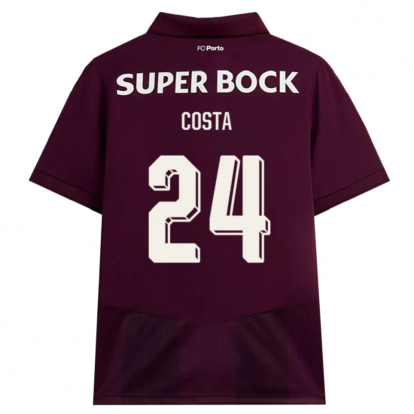 Danxen Børn João Costa #24 Vinrød Hvid Udebane Spillertrøjer 2026/27 Trøje T-Shirt