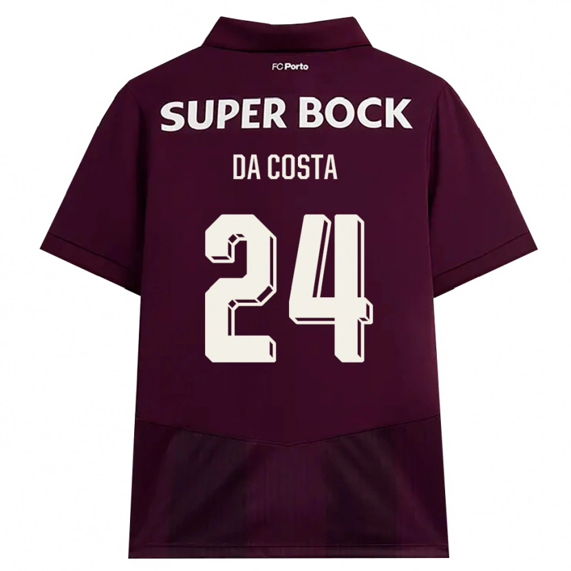 Danxen Børn Seif Da Costa #24 Vinrød Hvid Udebane Spillertrøjer 2026/27 Trøje T-Shirt