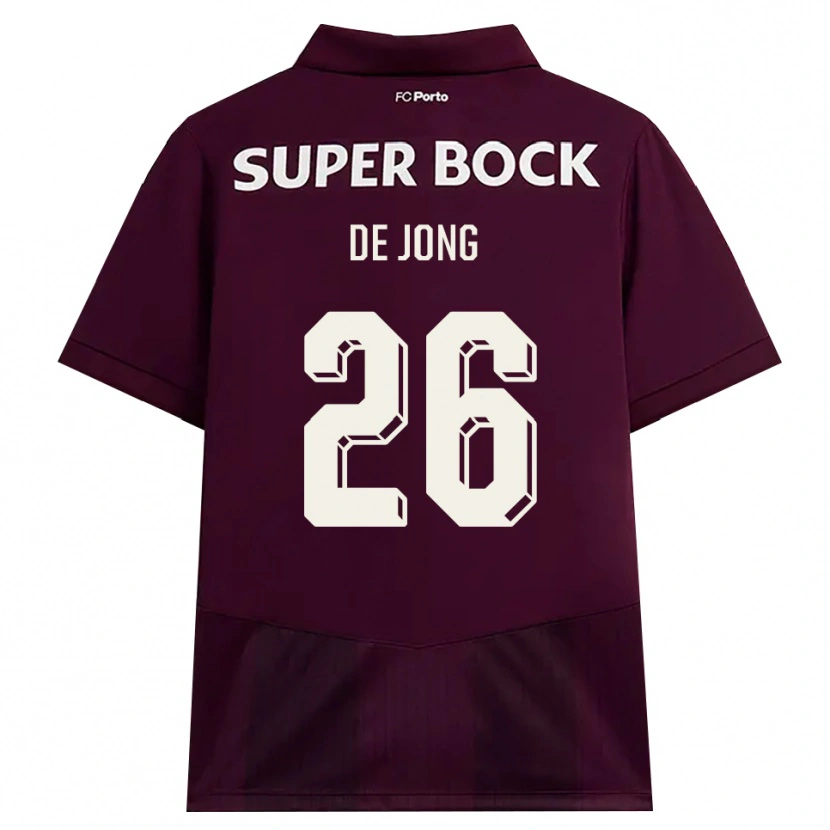 Danxen Børn Luuk De Jong #26 Vinrød Hvid Udebane Spillertrøjer 2026/27 Trøje T-Shirt