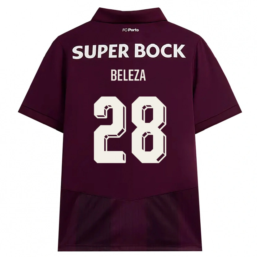 Danxen Børn Tatiana Beleza #28 Vinrød Hvid Udebane Spillertrøjer 2026/27 Trøje T-Shirt