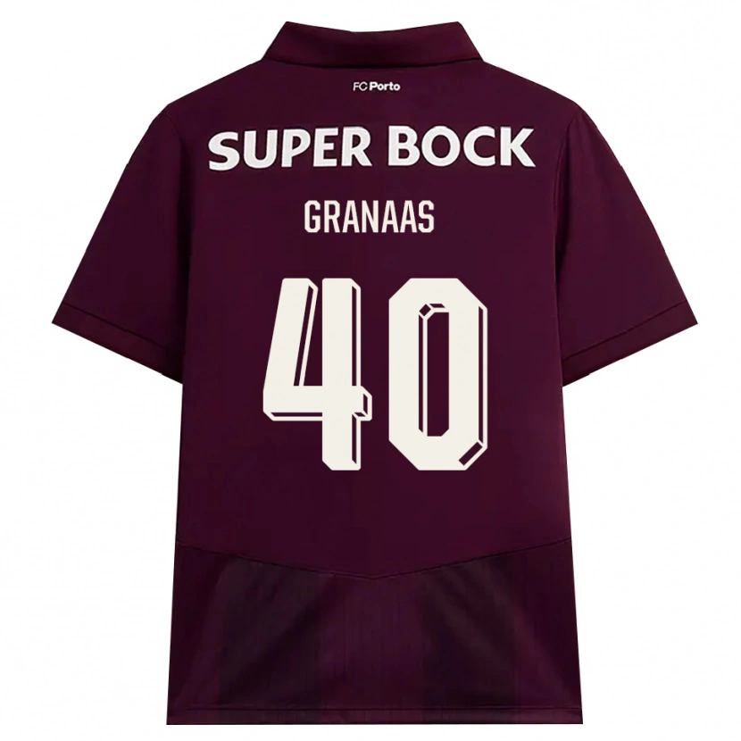 Danxen Børn Eirik Granaas #40 Vinrød Hvid Udebane Spillertrøjer 2026/27 Trøje T-Shirt