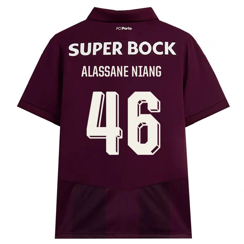 Danxen Børn Mame Alassane Niang #46 Vinrød Hvid Udebane Spillertrøjer 2026/27 Trøje T-Shirt