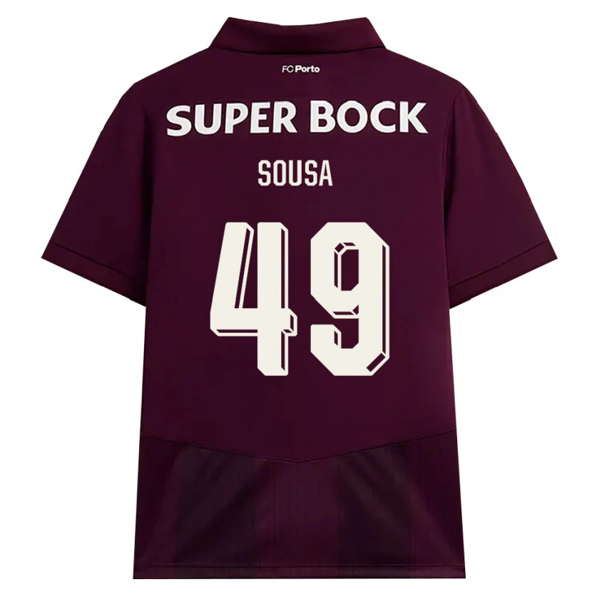 Danxen Børn Gonçalo Sousa #49 Vinrød Hvid Udebane Spillertrøjer 2026/27 Trøje T-Shirt