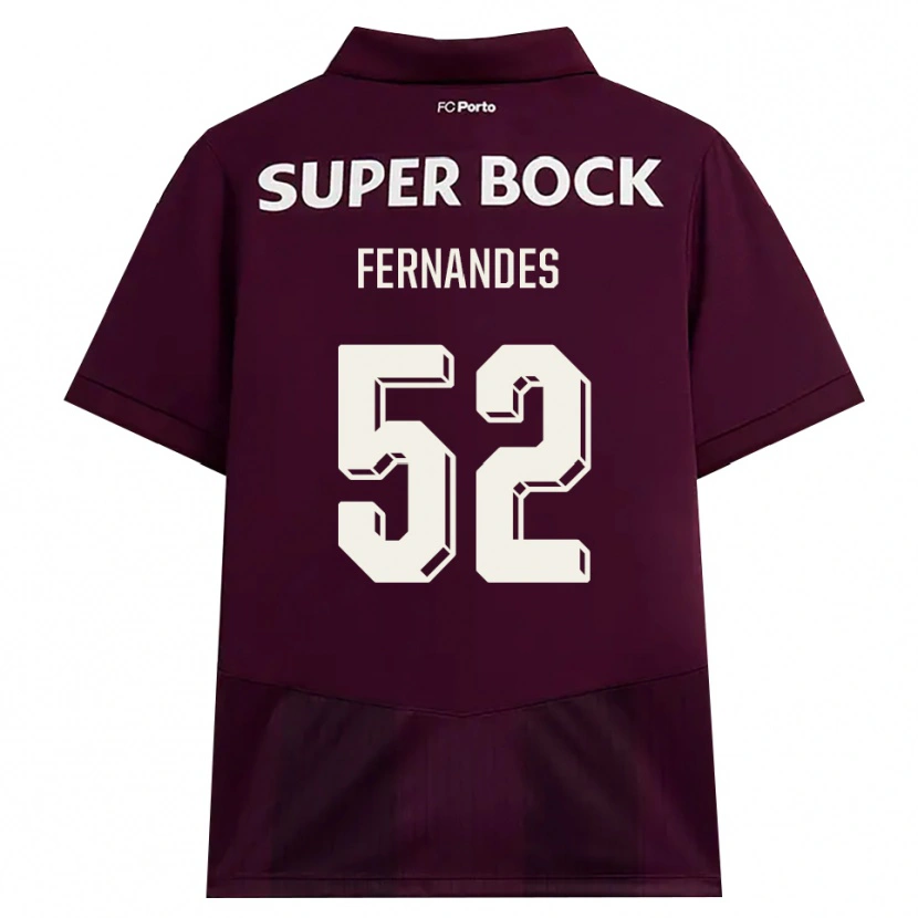 Danxen Børn Martim Fernandes #52 Vinrød Hvid Udebane Spillertrøjer 2026/27 Trøje T-Shirt