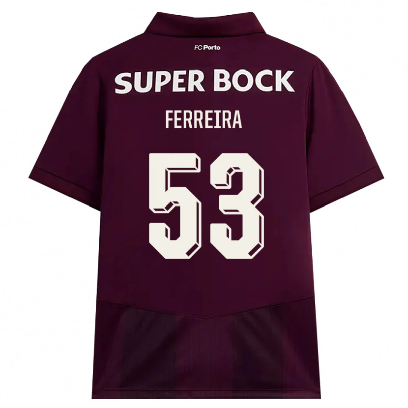 Danxen Børn Eduardo Ferreira #53 Vinrød Hvid Udebane Spillertrøjer 2026/27 Trøje T-Shirt