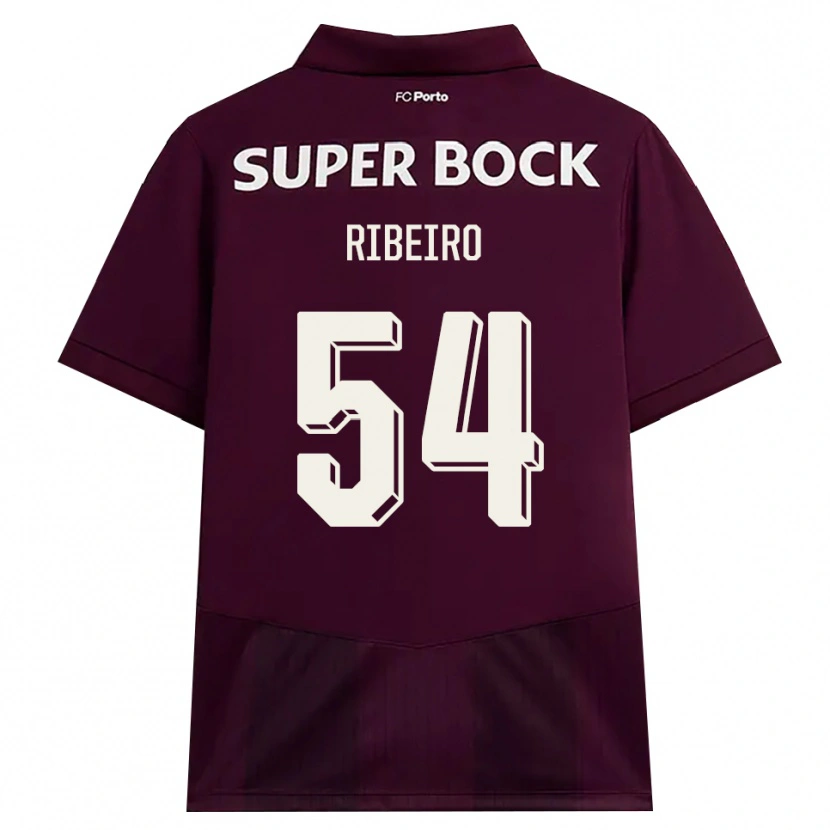 Danxen Børn António Ribeiro #54 Vinrød Hvid Udebane Spillertrøjer 2026/27 Trøje T-Shirt