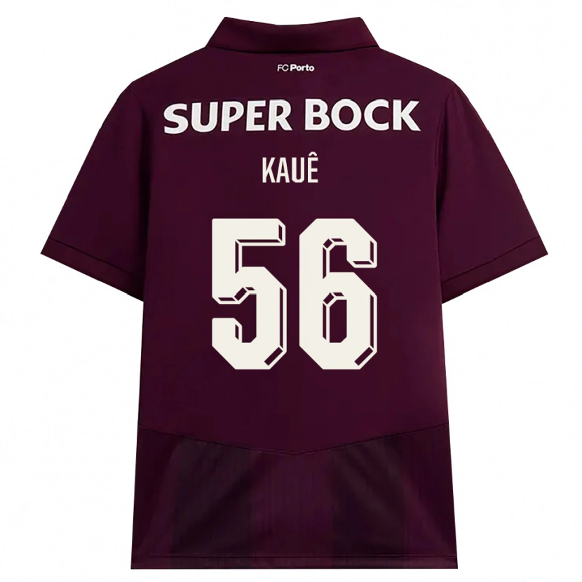 Danxen Børn Kauê Rodrigues Pessanha #56 Vinrød Hvid Udebane Spillertrøjer 2026/27 Trøje T-Shirt