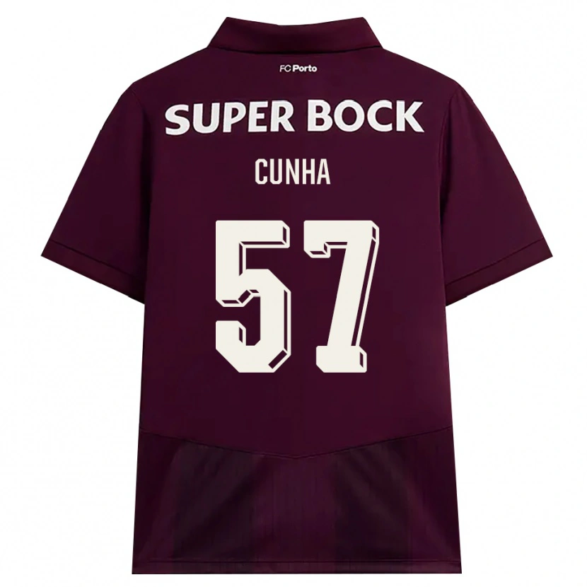 Danxen Børn Duarte Cunha #57 Vinrød Hvid Udebane Spillertrøjer 2026/27 Trøje T-Shirt