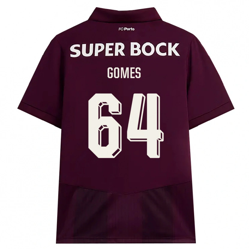 Danxen Børn Luís Gomes #64 Vinrød Hvid Udebane Spillertrøjer 2026/27 Trøje T-Shirt