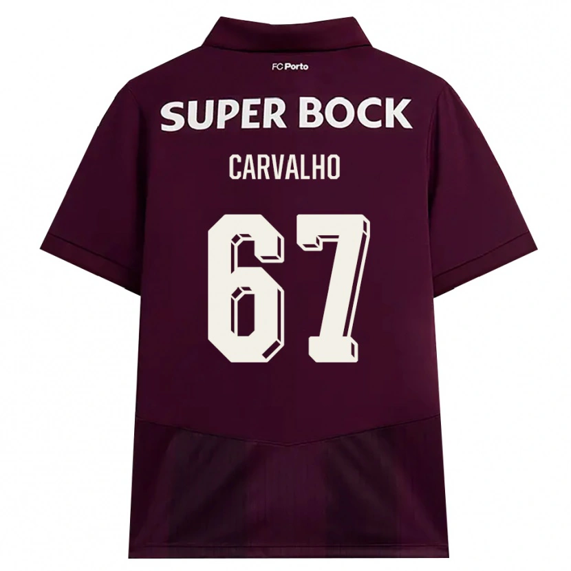 Danxen Børn Guilherme Carvalho #67 Vinrød Hvid Udebane Spillertrøjer 2026/27 Trøje T-Shirt