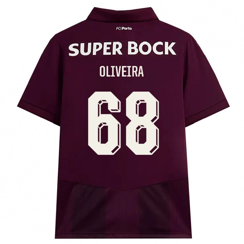 Danxen Børn André Oliveira #68 Vinrød Hvid Udebane Spillertrøjer 2026/27 Trøje T-Shirt