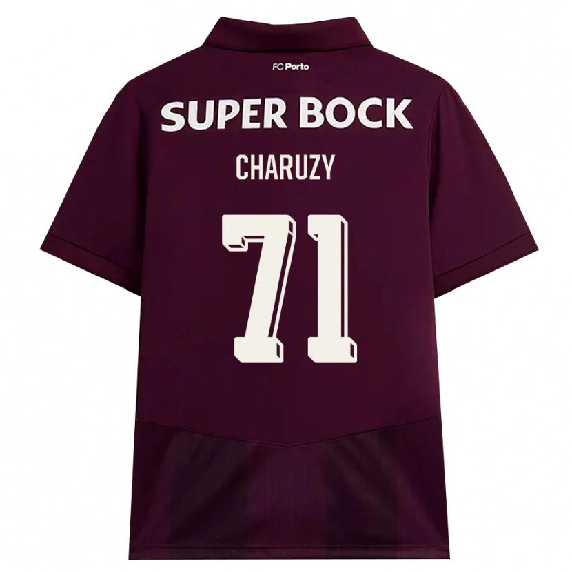 Danxen Børn Hubert Charuży #71 Vinrød Hvid Udebane Spillertrøjer 2026/27 Trøje T-Shirt