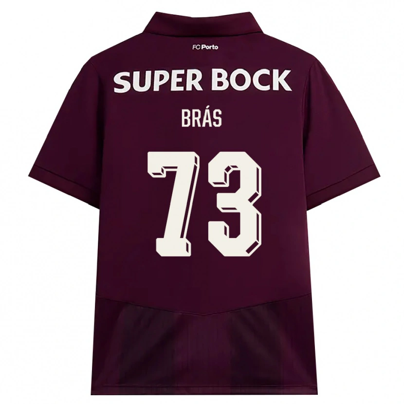 Danxen Børn Gabriel Brás #73 Vinrød Hvid Udebane Spillertrøjer 2026/27 Trøje T-Shirt