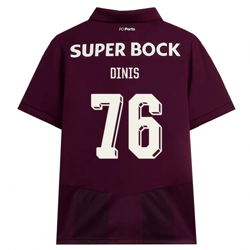 Danxen Børn Dinis Andrade Rodrigues #76 Vinrød Hvid Udebane Spillertrøjer 2026/27 Trøje T-Shirt