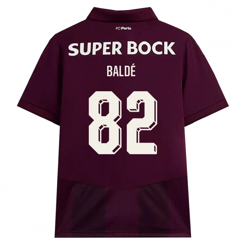Danxen Børn Alfa Baldé #82 Vinrød Hvid Udebane Spillertrøjer 2026/27 Trøje T-Shirt