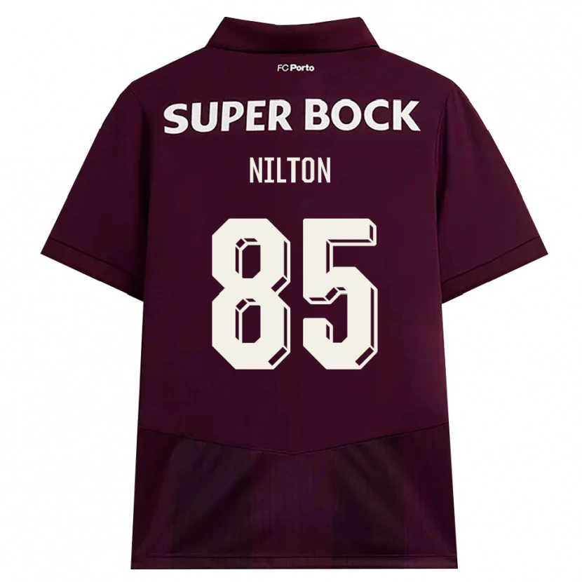 Danxen Børn Nilton #85 Vinrød Hvid Udebane Spillertrøjer 2026/27 Trøje T-Shirt