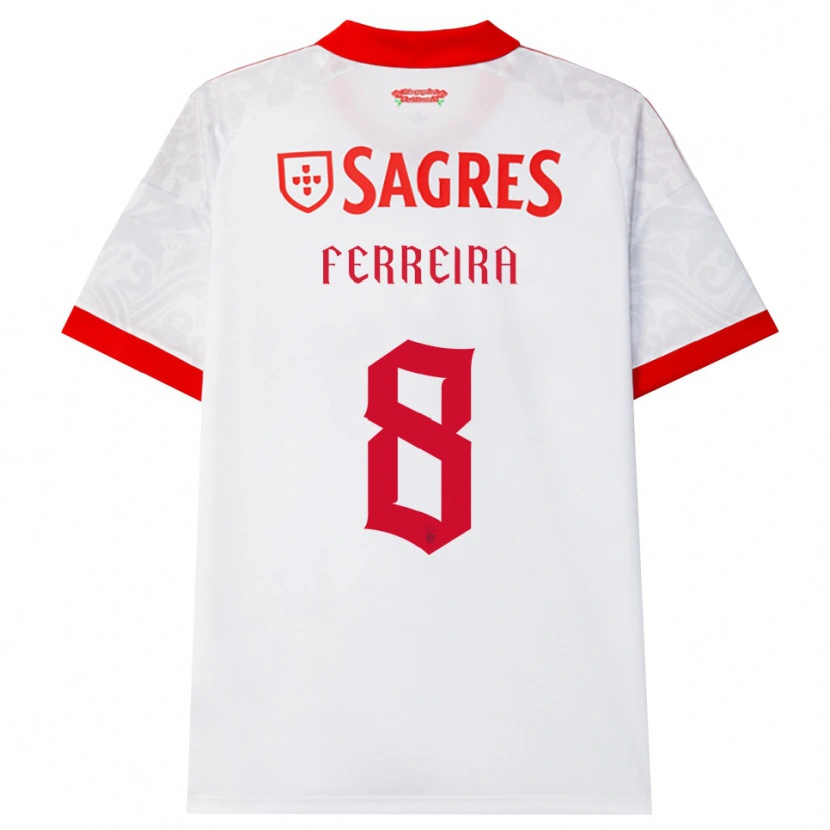 Danxen Børn Isaac Ferreira #8 Hvid Rød Gul Udebane Spillertrøjer 2026/27 Trøje T-Shirt
