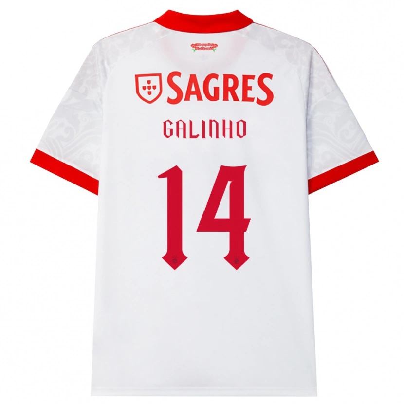 Danxen Børn Miguel Galinho #14 Hvid Rød Gul Udebane Spillertrøjer 2026/27 Trøje T-Shirt