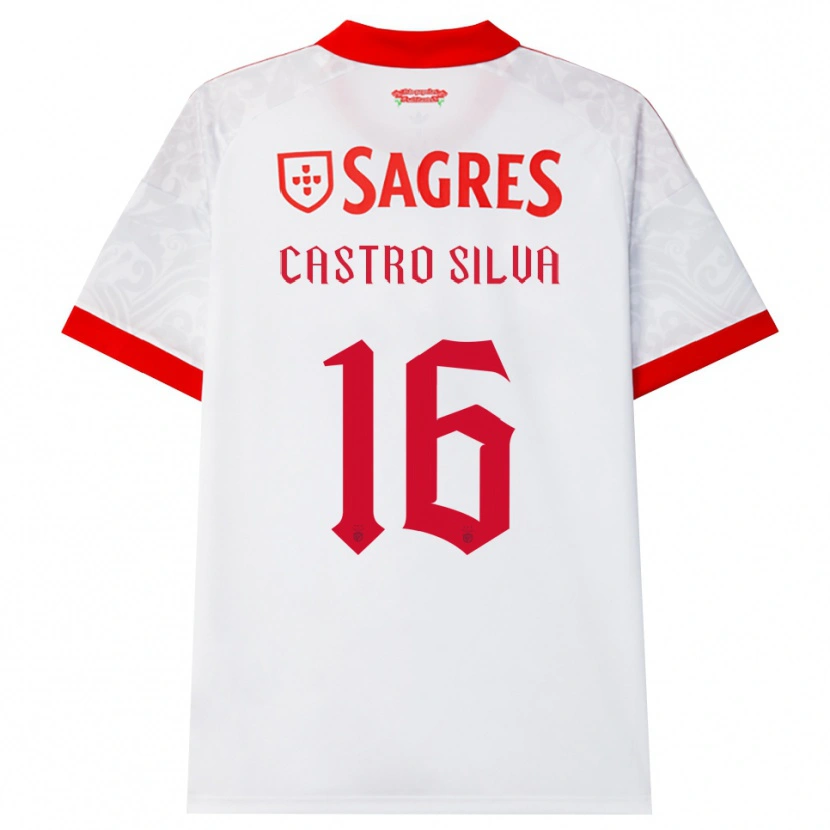 Danxen Børn Guilherme Castro #16 Hvid Rød Gul Udebane Spillertrøjer 2026/27 Trøje T-Shirt