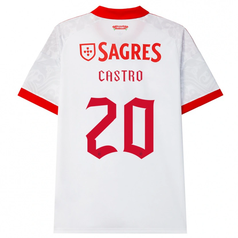Danxen Børn Guilherme Castro #20 Hvid Rød Gul Udebane Spillertrøjer 2026/27 Trøje T-Shirt