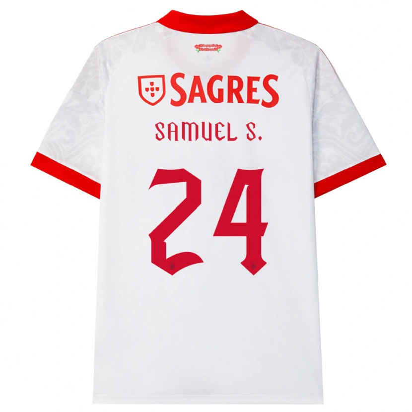 Danxen Børn Samuel Soares #24 Hvid Rød Gul Udebane Spillertrøjer 2026/27 Trøje T-Shirt
