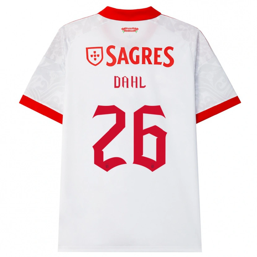 Danxen Børn Samuel Dahl #26 Hvid Rød Gul Udebane Spillertrøjer 2026/27 Trøje T-Shirt