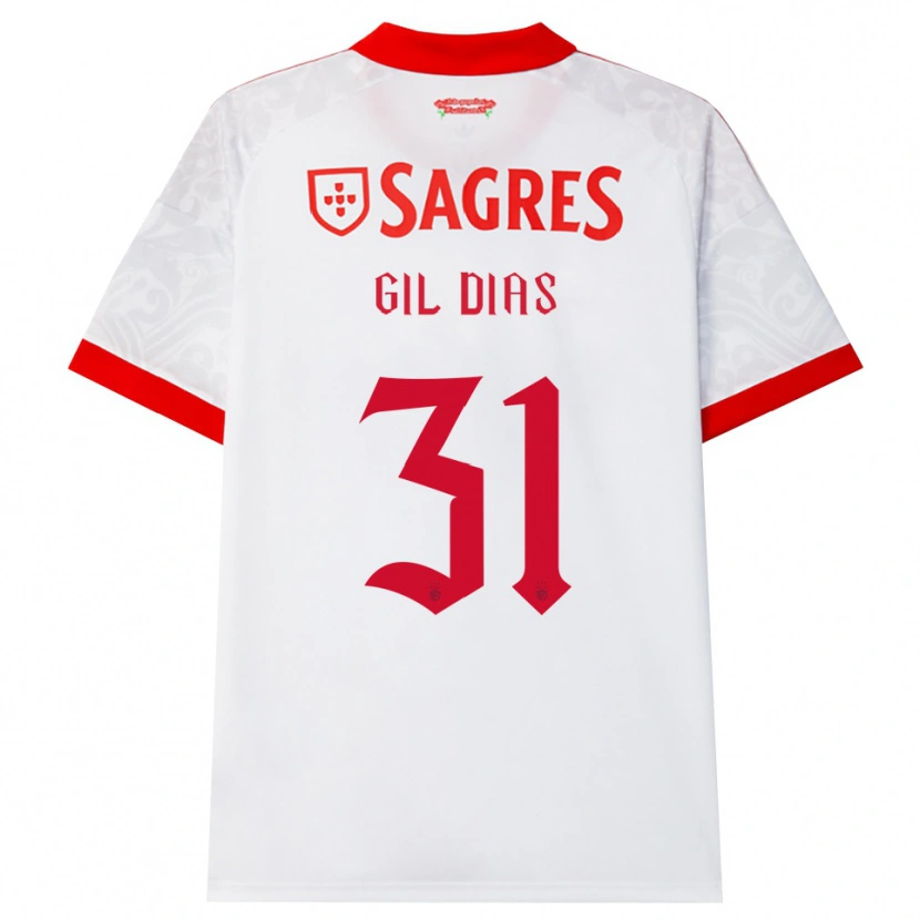 Danxen Børn Gil Dias #31 Hvid Rød Gul Udebane Spillertrøjer 2026/27 Trøje T-Shirt