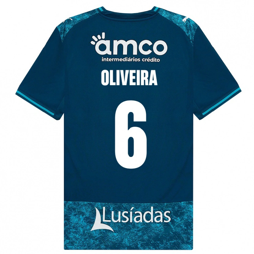 Danxen Børn Afonso Oliveira #6 Mørkskifergrå Mellemturkis Udebane Spillertrøjer 2026/27 Trøje T-Shirt