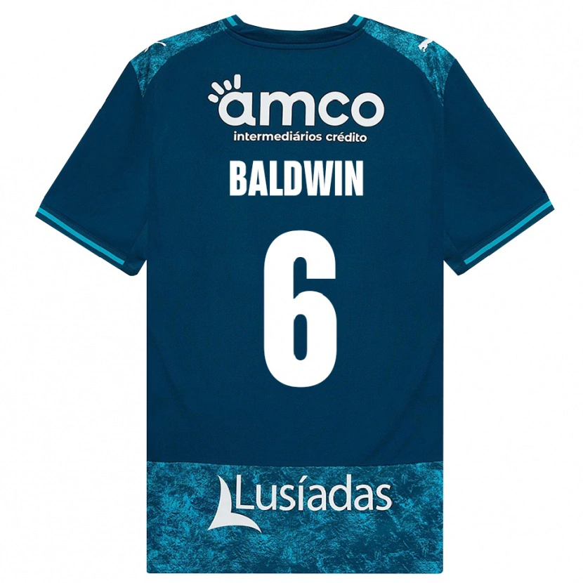 Danxen Børn Carlyn Baldwin #6 Mørkskifergrå Mellemturkis Udebane Spillertrøjer 2026/27 Trøje T-Shirt