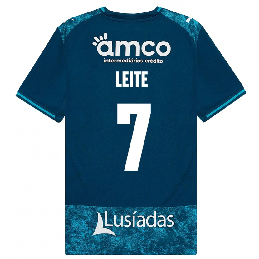 Danxen Børn Afonso Leite #7 Mørkskifergrå Mellemturkis Udebane Spillertrøjer 2026/27 Trøje T-Shirt
