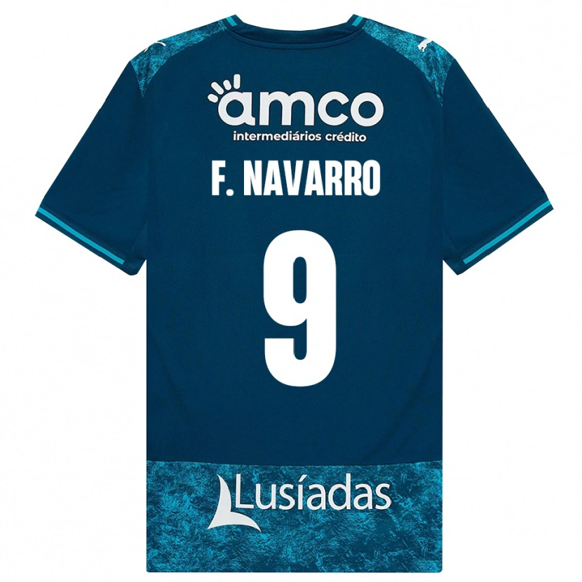 Danxen Børn Fran Navarro #9 Mørkskifergrå Mellemturkis Udebane Spillertrøjer 2026/27 Trøje T-Shirt