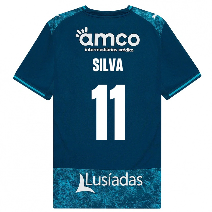 Danxen Børn Gabriel Silva #11 Mørkskifergrå Mellemturkis Udebane Spillertrøjer 2026/27 Trøje T-Shirt