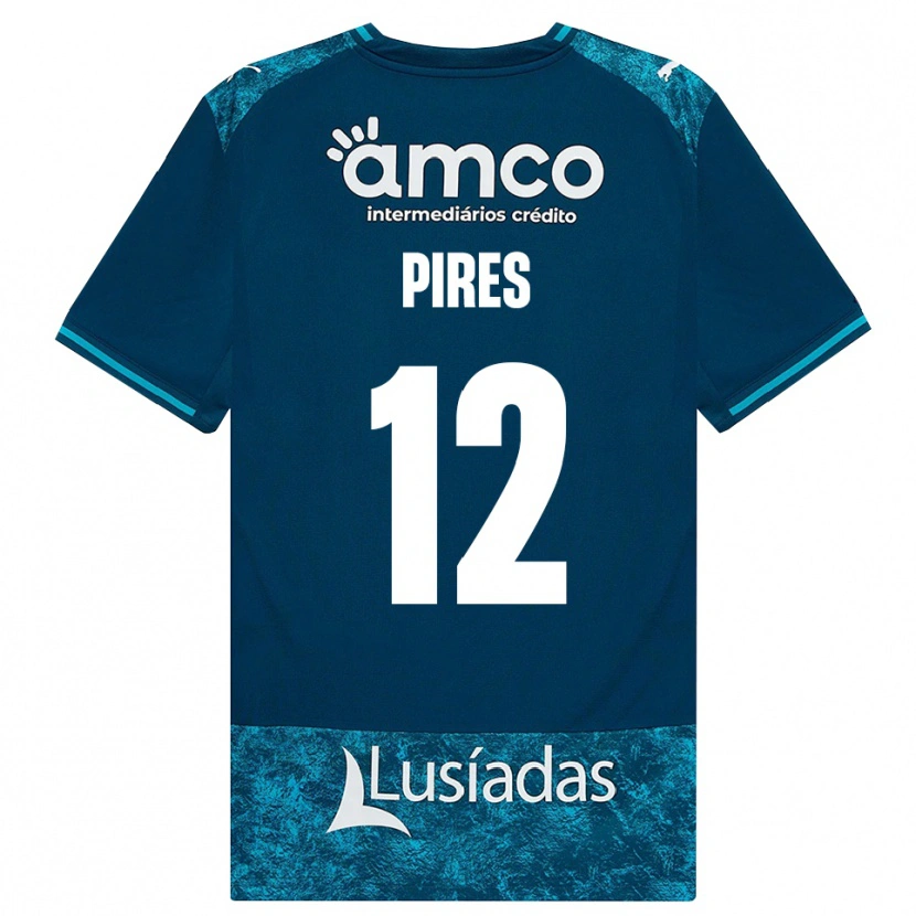 Danxen Børn Hugo Pires #12 Mørkskifergrå Mellemturkis Udebane Spillertrøjer 2026/27 Trøje T-Shirt