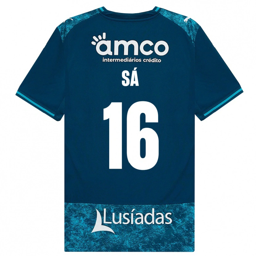 Danxen Børn Alex Sá #16 Mørkskifergrå Mellemturkis Udebane Spillertrøjer 2026/27 Trøje T-Shirt