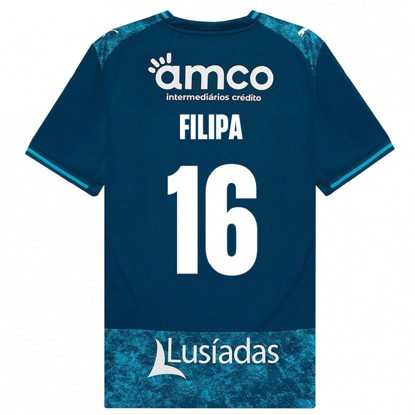 Danxen Børn Ágata Filipa #16 Mørkskifergrå Mellemturkis Udebane Spillertrøjer 2026/27 Trøje T-Shirt