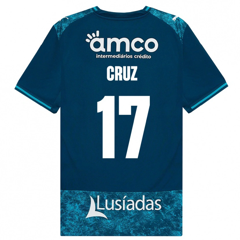 Danxen Børn Salvador Cruz #17 Mørkskifergrå Mellemturkis Udebane Spillertrøjer 2026/27 Trøje T-Shirt