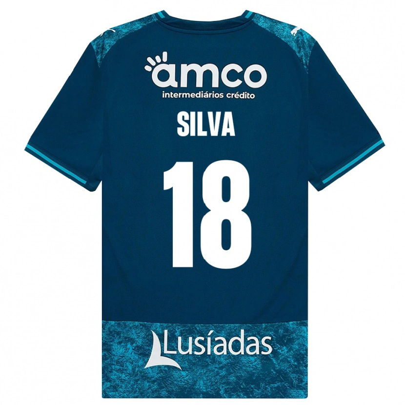 Danxen Børn Dani Silva #18 Mørkskifergrå Mellemturkis Udebane Spillertrøjer 2026/27 Trøje T-Shirt